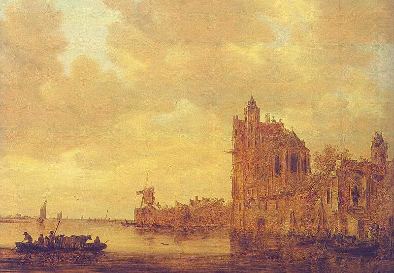 Jan van de Cappelle River Landscape with Pellekussenpoort, Utrecht and Gothic Choir china oil painting image